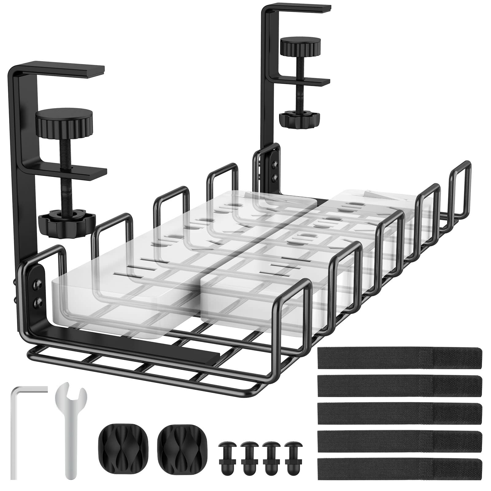 Photo 1 of REFLYING Under Desk Cable Management Tray, L 15.7'' W 6.3'' No Drill Steel Desk Cable Organizers, Wire Management Tray