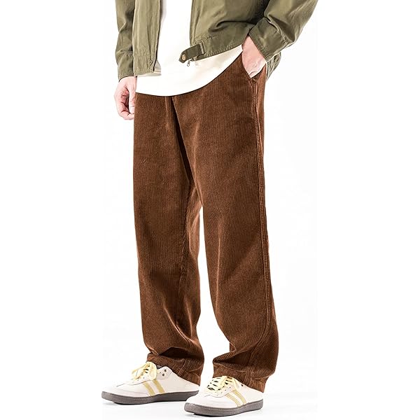 SOLY HUX Men's Corduroy Pants Casual Drawstring Elastic Waist