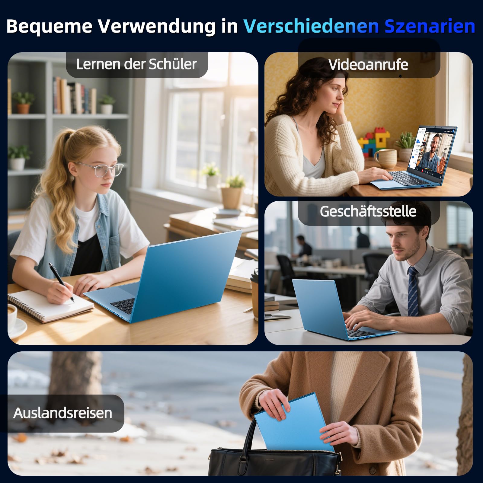 Liuord Laptop 18,5 Zoll 16GB RAM 256GB SSD, Copilot AI Notebook Core i3 (bis zu 3,9 GHz), 8000mAh Akku, Win 11, WiFi 6, FHD Display 180° Betrachtungswinkel, HDMI, USB-C Multifunktionsanschluss 8