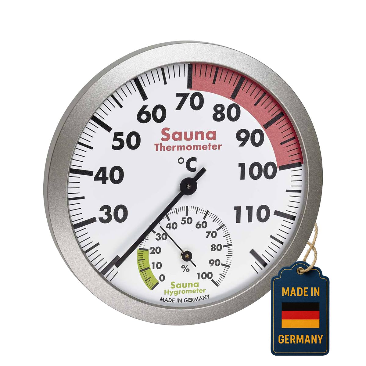TFA Dostmann Analogue Sauna Thermo-Hygrometer, Heat Resistant Materials, Temperature, Humidity, L 120 x W 37 x H 120 mm