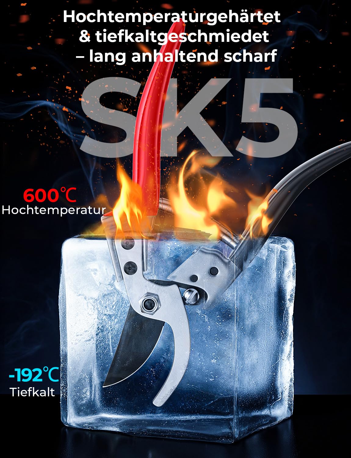 SOLODOTO Profi Gartenschere – 6× schärfer, Japanischer SK5-Kohlenstoffstahl, Bypass-Schneide, 25 mm Schnittdurchmesser, für trockenes, frisches Holz, Profi Rosenschere, Pflanzenschere 3