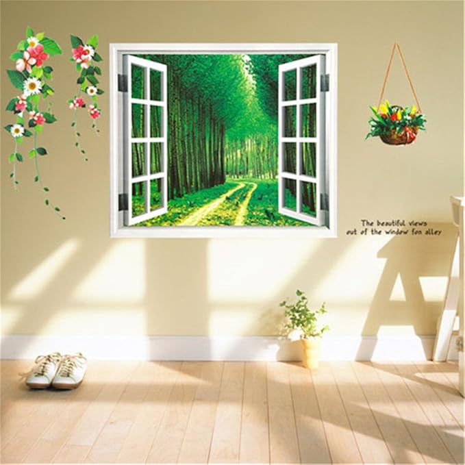 Cinlla Stickers Scenery Outside Window Vinyl Mural Decal Wall Sticker