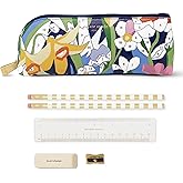 kate spade new york Pen and Pencil Case with Office Supplies, Zip Pouch Includes 2 Pencils, Sharpener, Eraser, and Ruler, Paint by Numbers