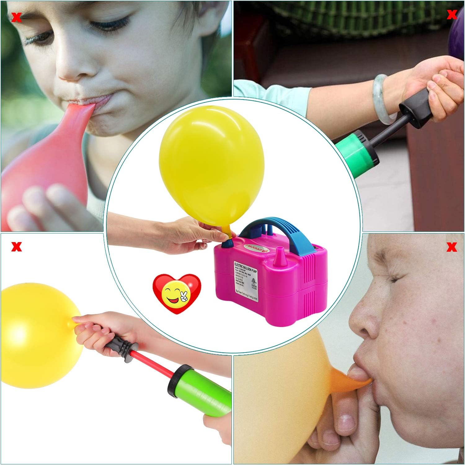 IDAODAN Portable Dual Nozzle Rose Red 110V 600W Electric Balloon Blower Pump/Electric Balloon Inflator For Decoration: Toys & Games