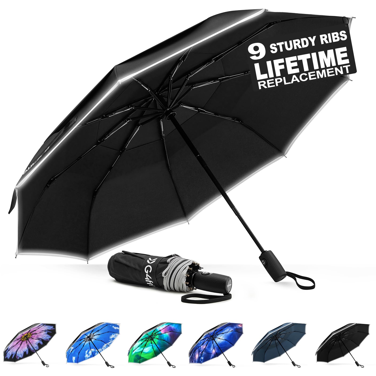 G4Free Eco Windproof Travel Umbrella for Rain