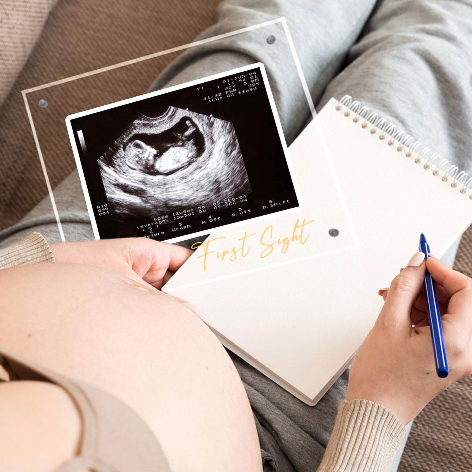 Acrylic Ultrasound Picture Frame, Bright Photo Frame, Sonogram Love at First Sight Baby Keepsake Baby Announcement, Birth Information, Expecting Mom Parents to be Unique Gifts for Pregnant