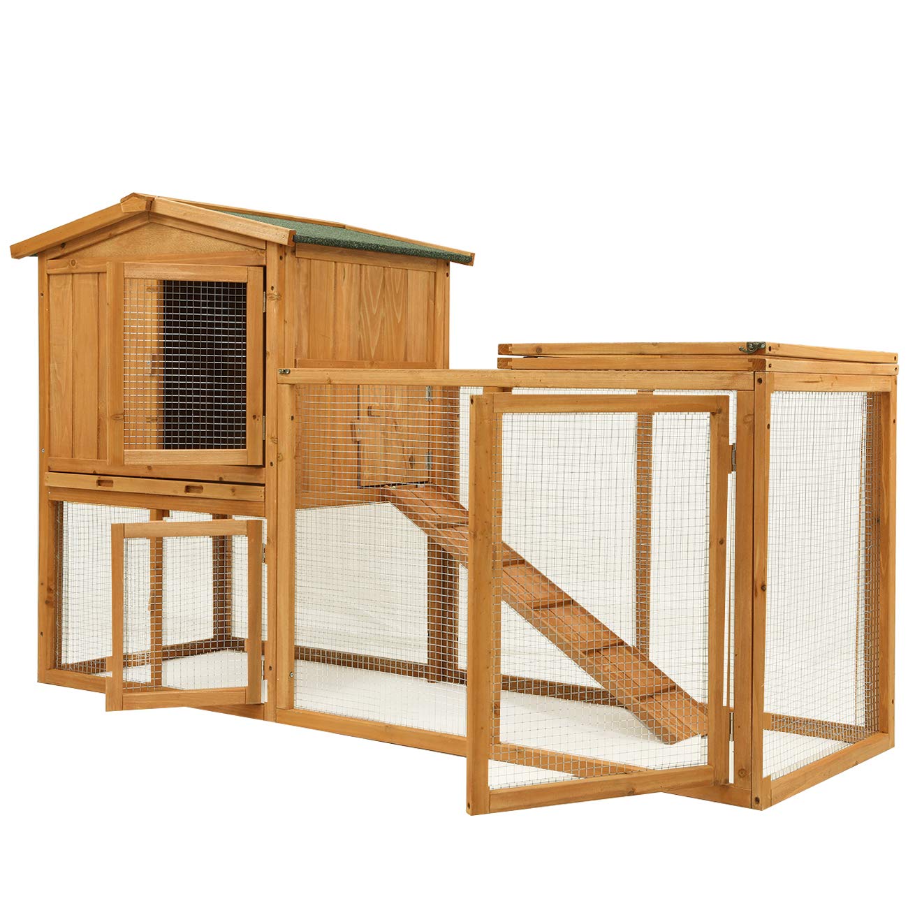 Photo 1 of Ogrmar Chicken Coop Large Wooden Outdoor Bunny Rabbit Hutch Hen Cage with Ventilation Door, Removable Tray & Ramp Garden Backyard Pet House Chicken Nesting Box