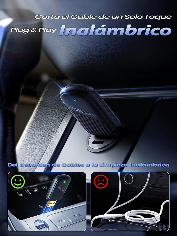 Mini Wireless CarPlay e Android Auto para navegação GPS, azul — foto 5 de 8