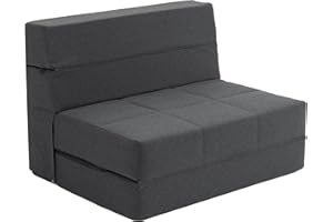 CATMIX Folding Sofa Bed, 7 inch Memory Foam Floor Couch, Convertible Sleeper Foldable Mattress Futon Sofa for Living Room/Home Office/Guest Beds/Apartment/Upstairs Loft, Dark Gray, Twin