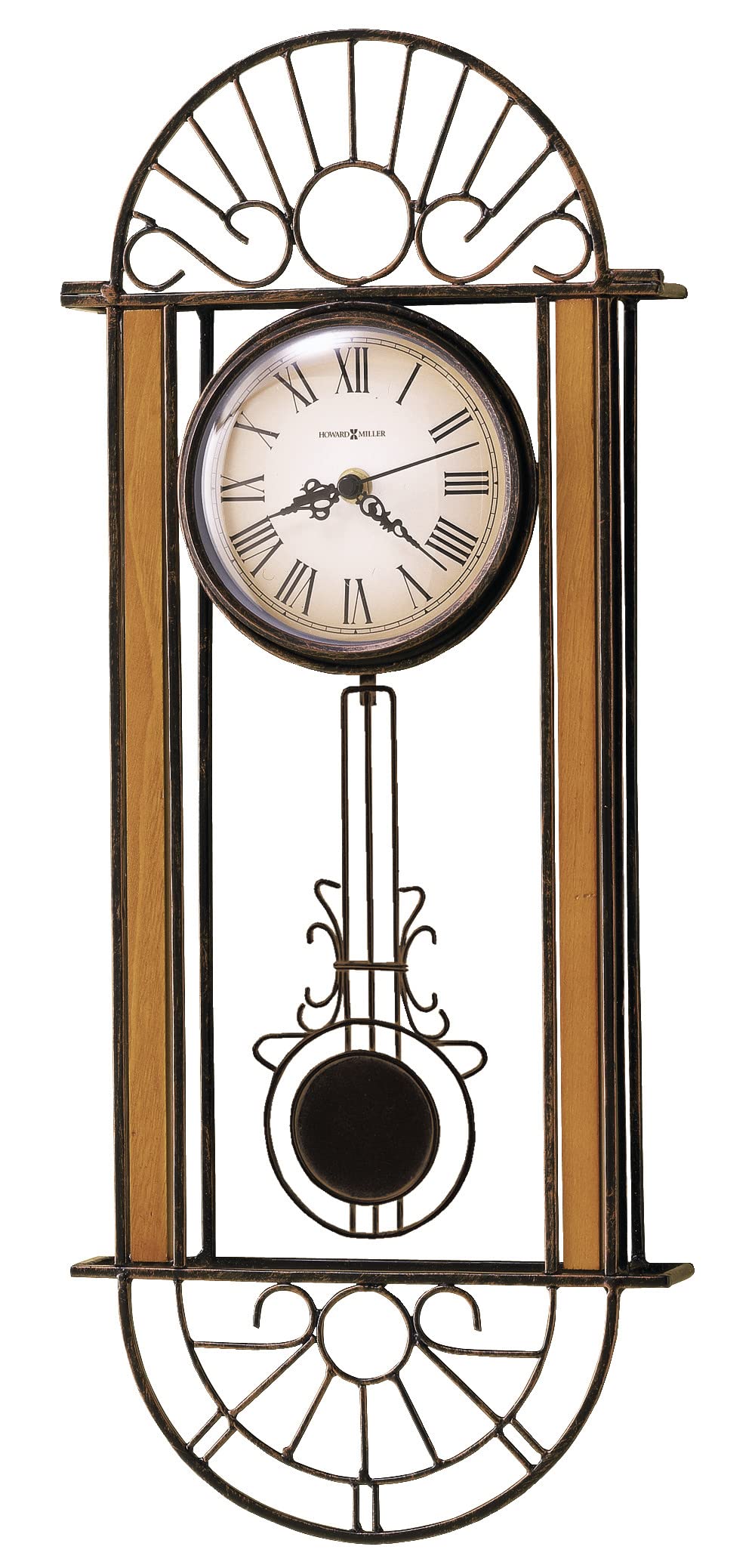 Howard Miller Devahn Wall Clock 625-241 – Wrought-Iron and Wood with Quartz Movement