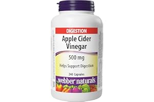 Webber Naturals Apple Cider Vinegar 500 mg, NEW FORMULA, 240 Capsules, Digestion Support, Sugar Free, Made from 100% Whole Ap