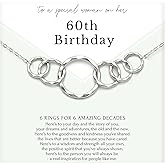 HOPE LOVE SHINE Birthday Necklace – Fashion Jewelry 16+2", 14K Gold Plated Sterling Silver with 3 Interlocking Rings, Hypoallergenic and Comfortable – A Thoughtful Choice for Birthday for Women