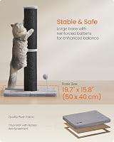 Feandrea Cat Scratching Post 85 cm Tall Sisal Post with Built-in Bell Ink Black view 7