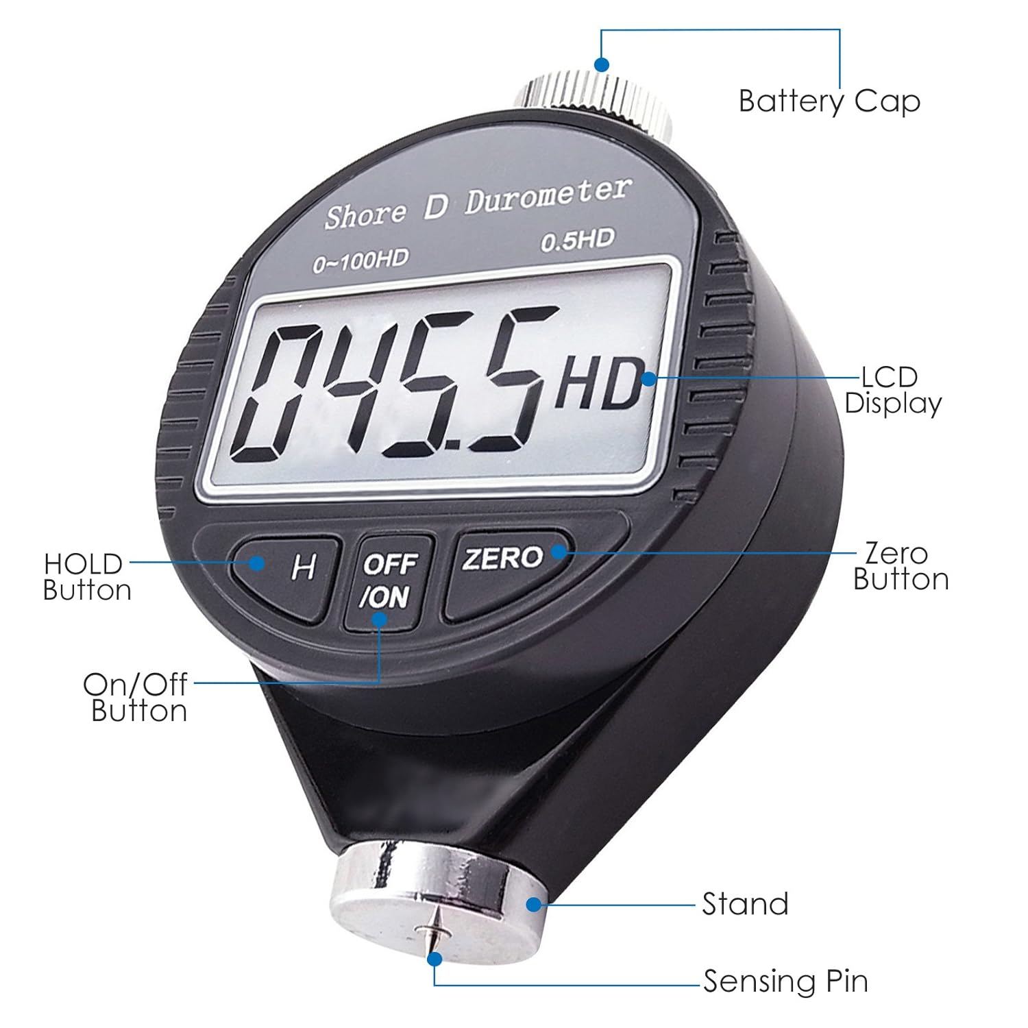 Durometro Digitale KATSU Shore A 0-100HA | Per Gomma, Plastica E Pneumatici | Con Display LCD E Funzione Hold