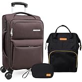 Softside Carry On Luggage Set &amp; Spinner Wheel, Expandable Travel Suitcase | 3 Piece Expandable Luggage Set, Lightweight Carry-Ons Sets with 360&deg; Smooth Universal Spinner Wheels, TSA Approved Lock