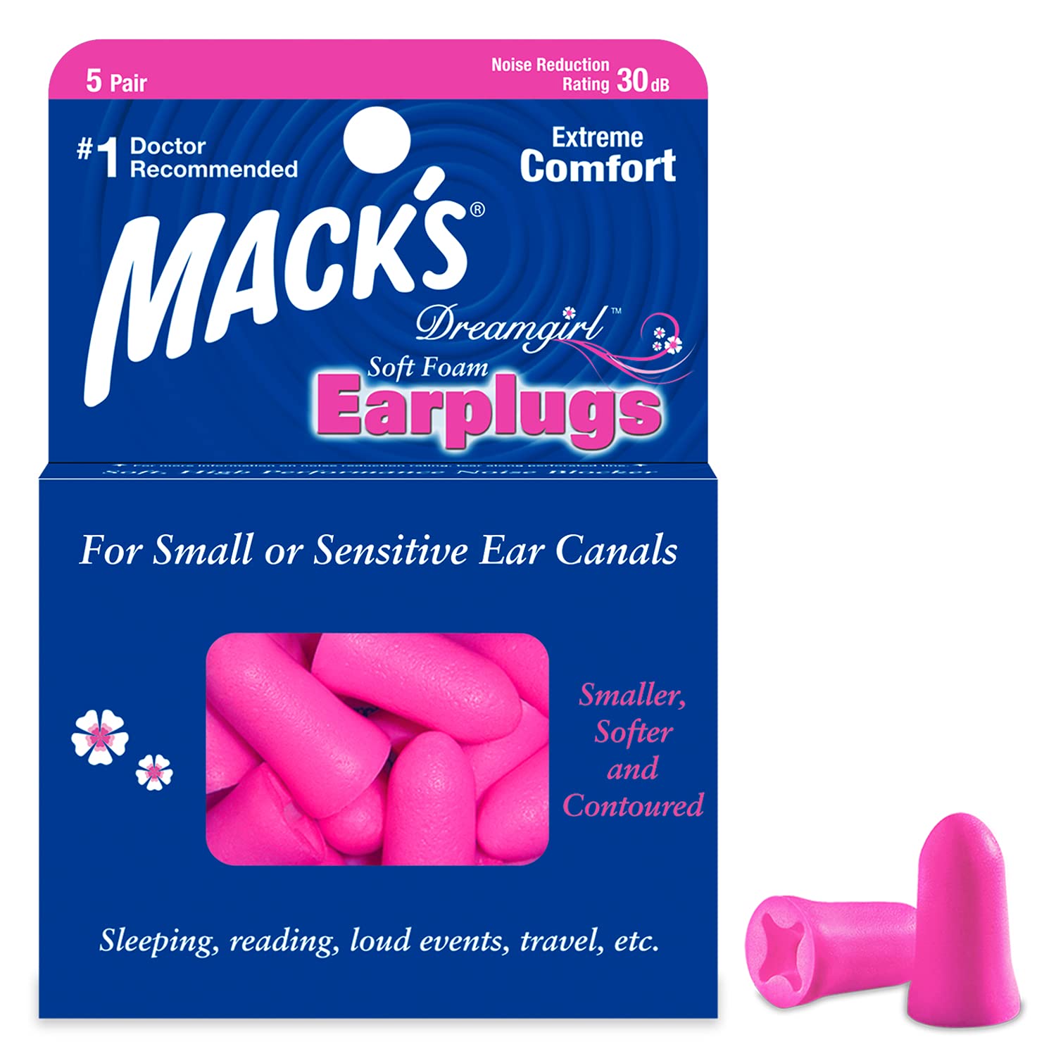 Macks Dream Girl Ear Plugs - Pink, 5 Pairs