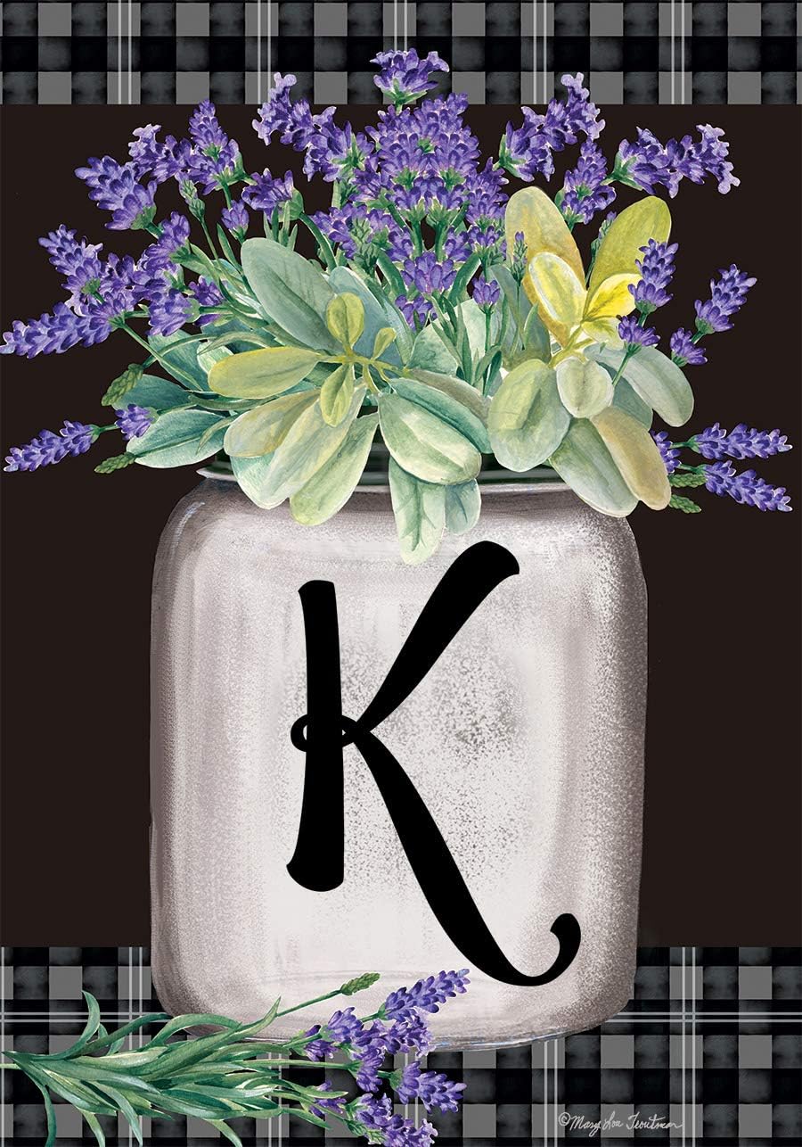 Briarwood Lane Farmhouse Monogram Letter K Garden Flag Floral 12.5