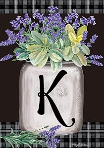 Briarwood Lane Farmhouse Monogram Letter K Garden Flag Floral 12.5