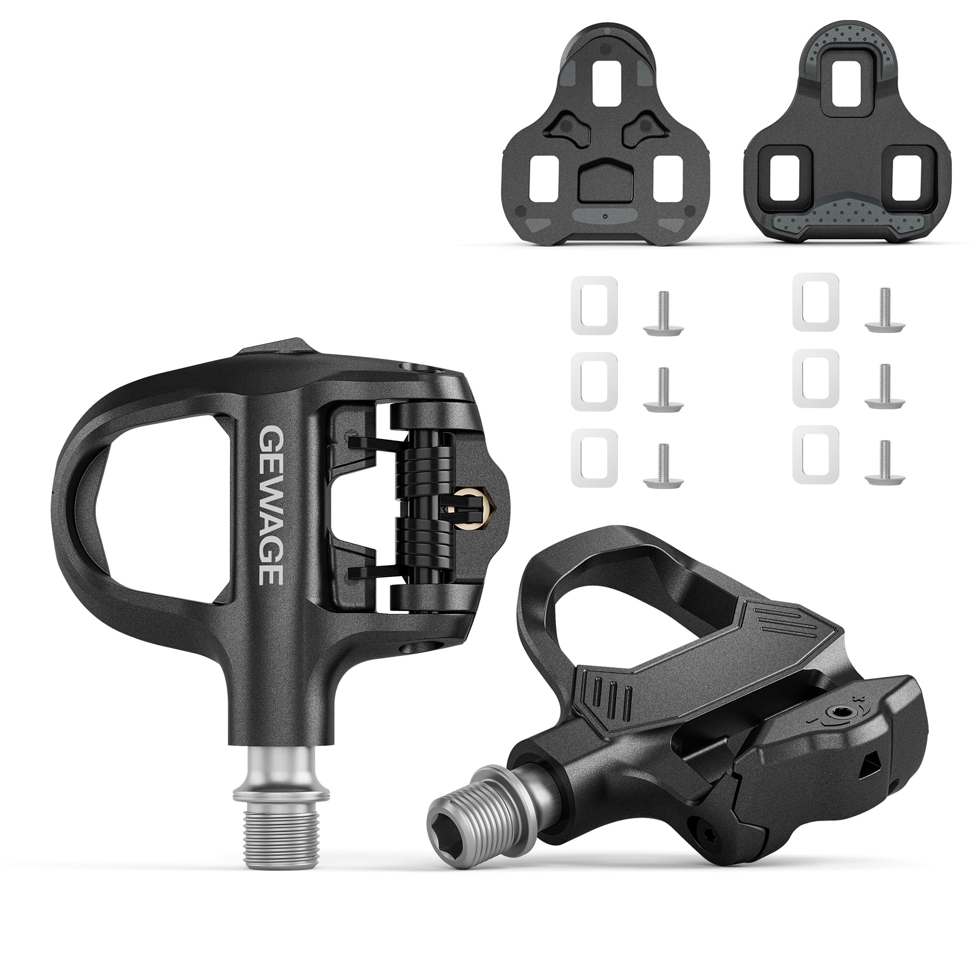 GEWAGE Click Pedals for Road Bikes, Adjustable Tension, Robust Composite Body, Compatible with Look KEO System, Includes Cleats and Mounting Hardware