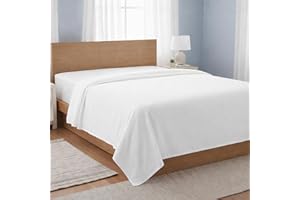 100% Cotton Queen Flat Sheet Only, Cool & Crisp Percale Sheets Queen Size Top Sheet, Highly Breathable & Comfortable, Arctic 