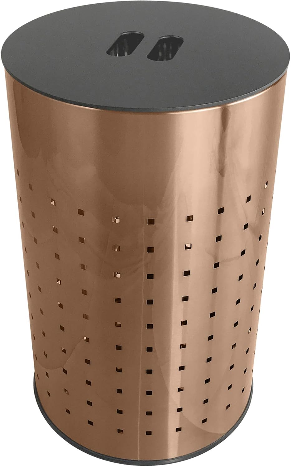 Brushed Copper Laundry Bin & Hamper | 50L Ventilated Stainless Steel Clothes Basket with MDF Lid | Life Time Warranty| (Brushed Copper)