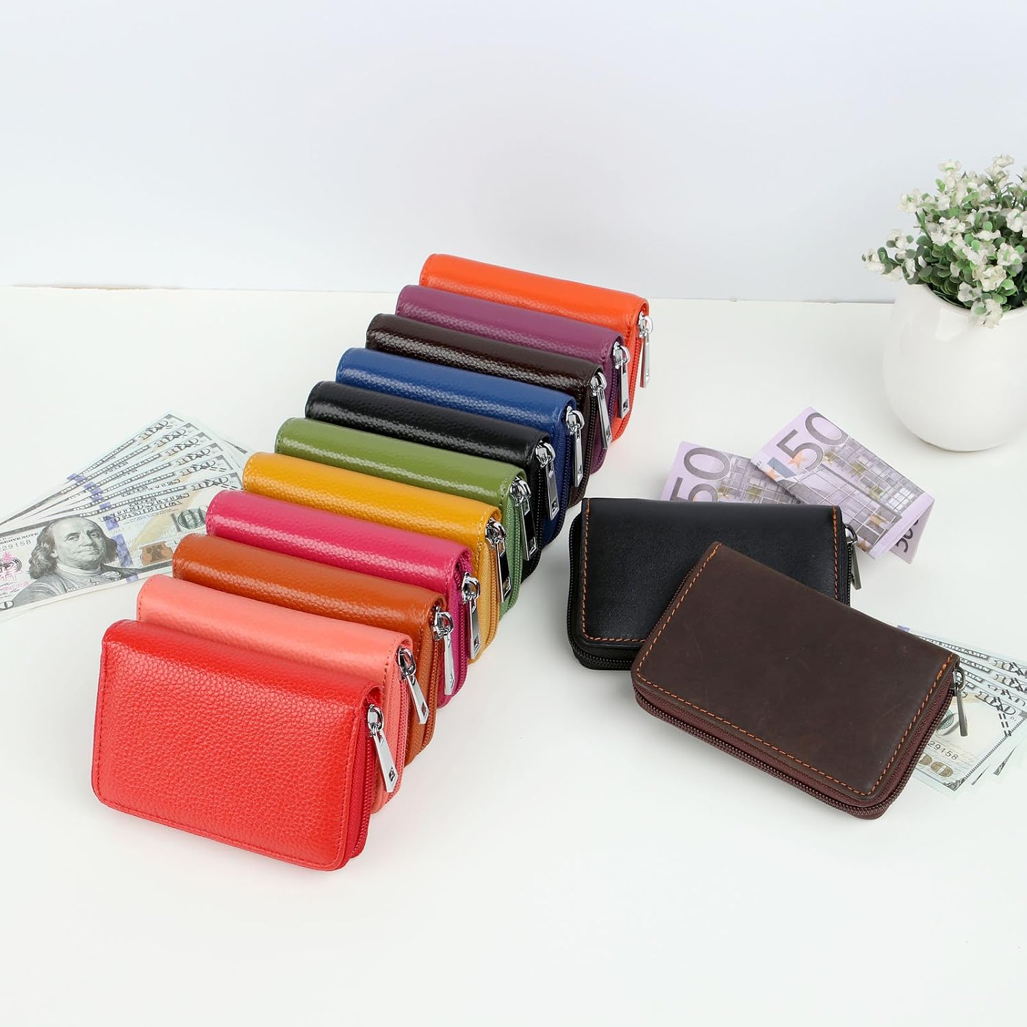 GERIINEER Credit Card Holder Wallets for Women Men Leather 26 Card Slots (Red) - Image 5