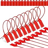 500 Pcs Plastic Tamper Seals Fire Extinguisher Tags Security Tags Numbered Tags with Zip Tie Safety Disposable Self-Locking Signage 250mm Length (Red)