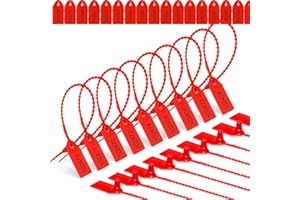 FVSEC 500 Pcs Plastic Tamper Seals Fire Extinguisher Tags Security Tags Numbered Tags with Zip Tie Safety Disposable Self-Locking Signage 250mm Length (Red)