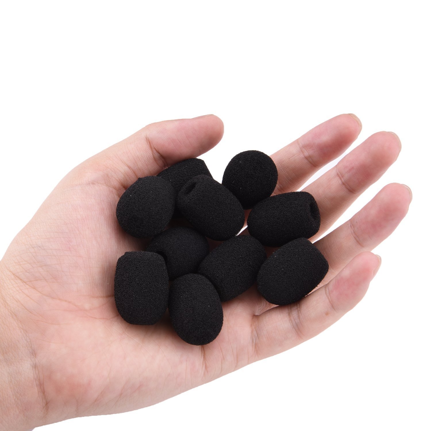 10 Pack Mini Small Size Lapel Headset Microphone Windscreen Foam Cover, Black