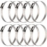 OURU Large Hose Clamps, 10 Pack 4 Inch Stainless Steel Hose Clamps Adjustable from 3-3/4"-4-5/16"/95-110mm, Metal Worm Gear Duct Clamp for Air Ducting, Dryer Vent Hose, Fuel Line, Automotive