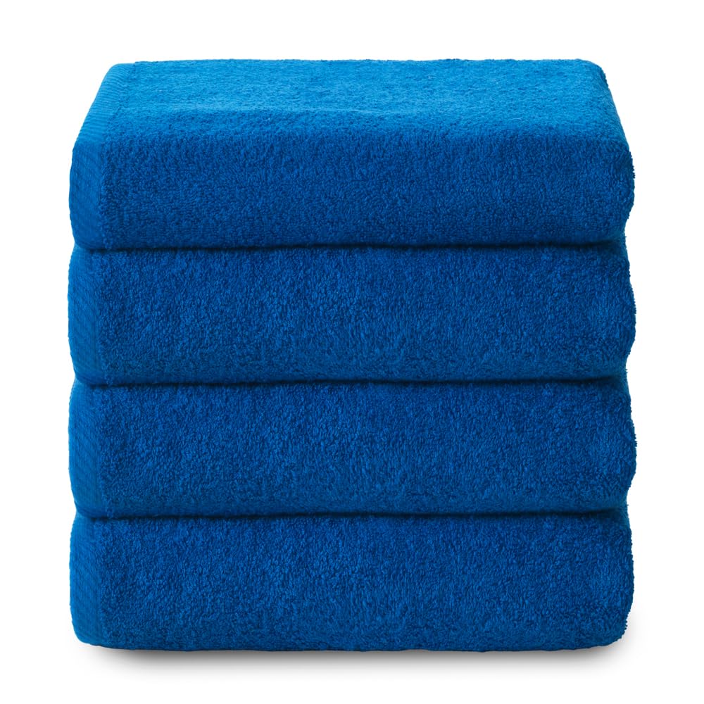 Top Towel - Plus - Bath Towels - 4 Face Towels or Bidet - 30x50cm - 100% Cotton - Blue
