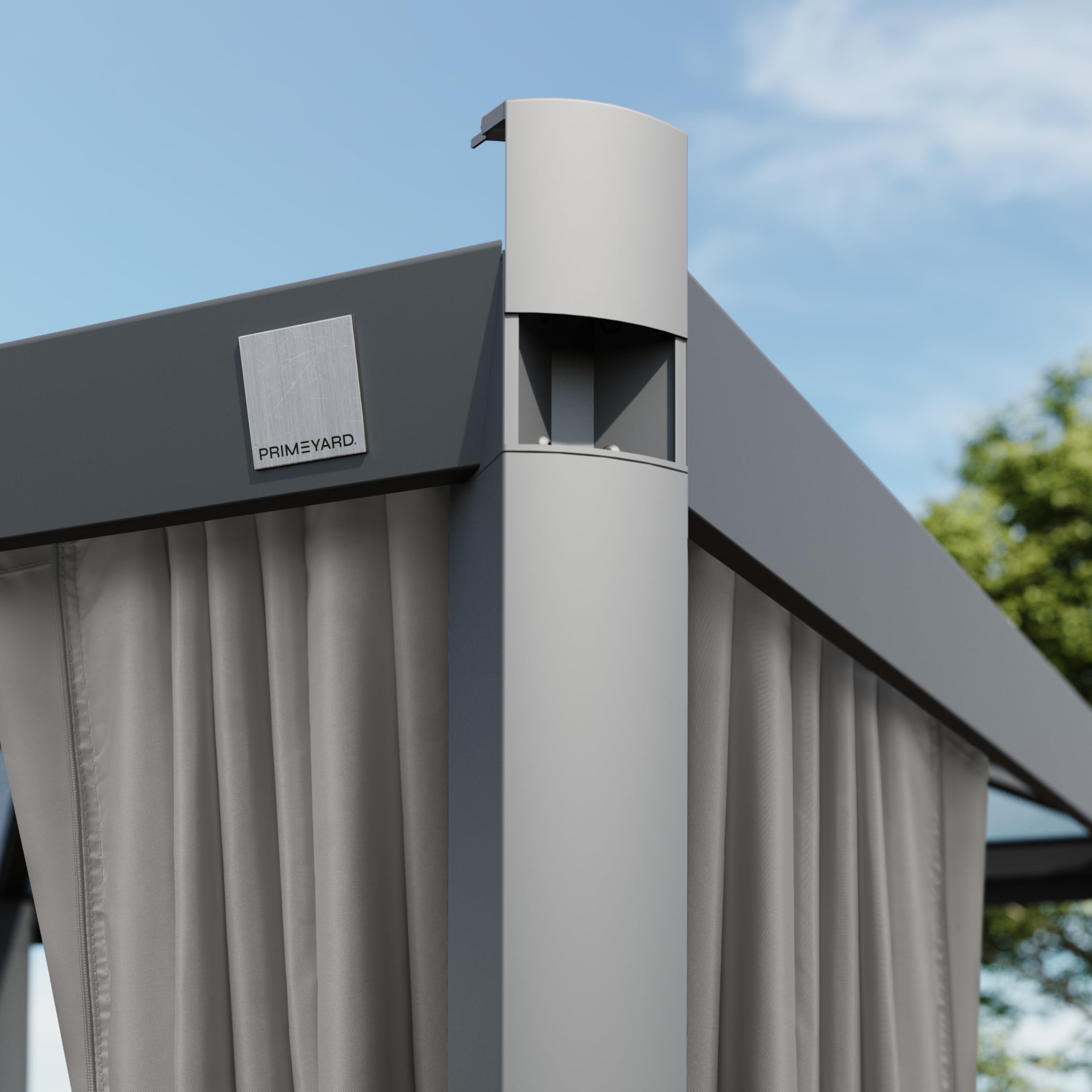 PRIMEYARD Gartenpavillon 3x4 m mit Polycarbonatdach - Hardtop Pavillon mit 4 Seitenteilen in Grau 6