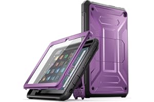 DJ&RPPQ Case Fits All-New 8& 8 Plus Tablet, Full Body Rugged, Hands-Free Viewing Stand Back Cover, with Screen Protector, Incompatible with Samsung iPad TCL, Purple