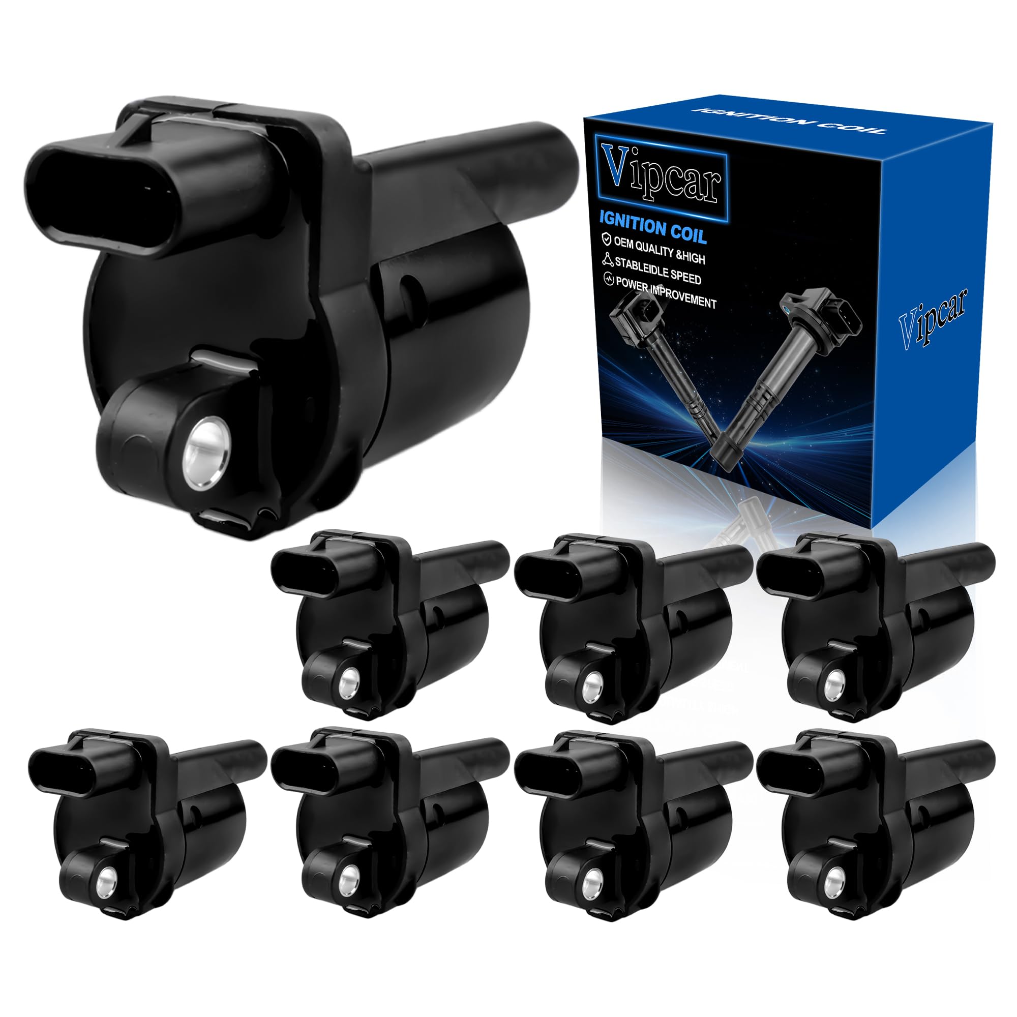 Photo 1 of VIPCAR 8Pcs Ignition Plug Coil Pack Compatible with Chevy/GMC 2014-2019 Silverado/Sierra 1500 4.3/5.3/6.2L V8, 2015-19 Suburban, 18-19 Tahoe, Corvette Camaro Escalade CTS, #UF743, 12621750, 12658183