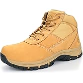 OUXX Mens Work Boots, Side Zipper, Steel Toe Shoes, Anti-Slip Rubber Sole, Puncture-Proof(OX2518)