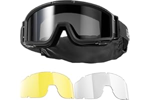 1TG Tactical Airsoft Goggles Anti Fog - Tactical Safety Glasses with 3 Impact-Resistant Lenses for Shooting, Skiing & Riding