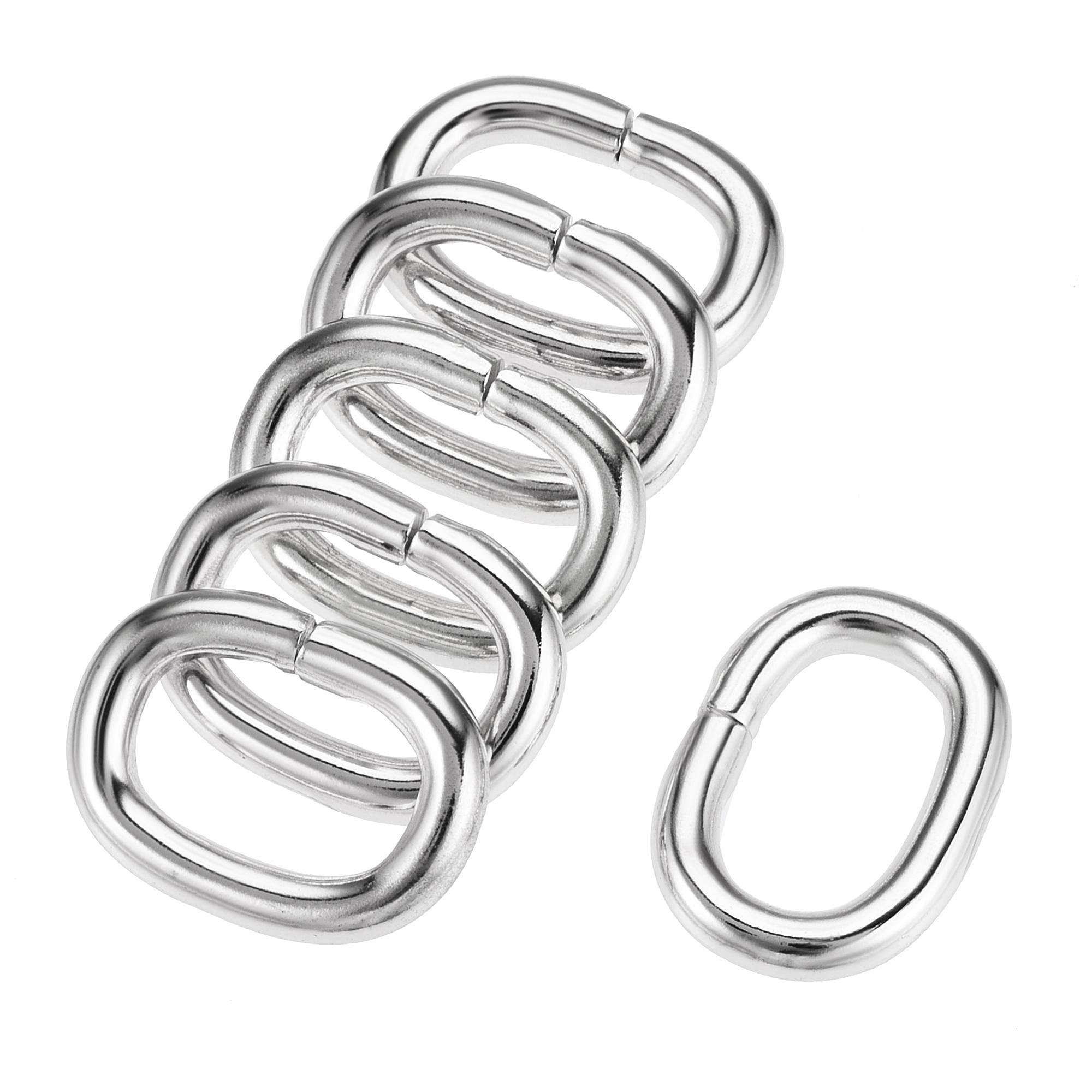 sourcing map Metal Oval Ring Buckles 20x12mm for Bags Belts DIY Silver Tone 6pcs