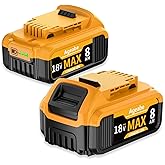 Ageabe 18V Min(20V Max) 8000mAh Battery Compatible with Dewalt DCB208 DCB207 DCB204 DCB203 DCB201 DCB200 Cordless Tools and Chargers 2 Packs(Non Original Battery)