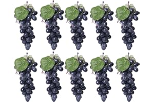 VEOAY 10 Bunches Fake Grapes Rubber Grape Bundles Fake Fruits for Home House Kitchen Party Wedding Photography Decor - Black