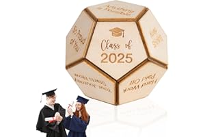 DINIZON 12-Sided Wooden Graduation Decider Dice, Class of 2025 Graduation Gifts, Senior Graduation Gifts 2025 for High School Student Him Her, College High School Graduate Presents, Unique Graduation Decor