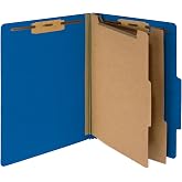 Blue Summit Supplies 10 Classification Folders, 2 Divider, Dark Blue | Letter Size, 2 in Expansion, 2 Prong Fasteners, 2 Dividers, 6 Sections, for Medical, Legal, and Personnel Files