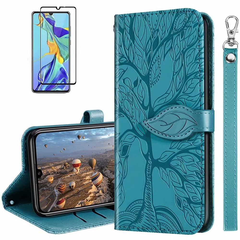 MUTOUREN Case Compatible with Xiaomi Redmi Note 10 Pro/Note 10 Pro Max PU Leather Protective Wallet Case Flip Cover Magnetic Closure Card Slot Bumper with 1* Screen Protector - Blue