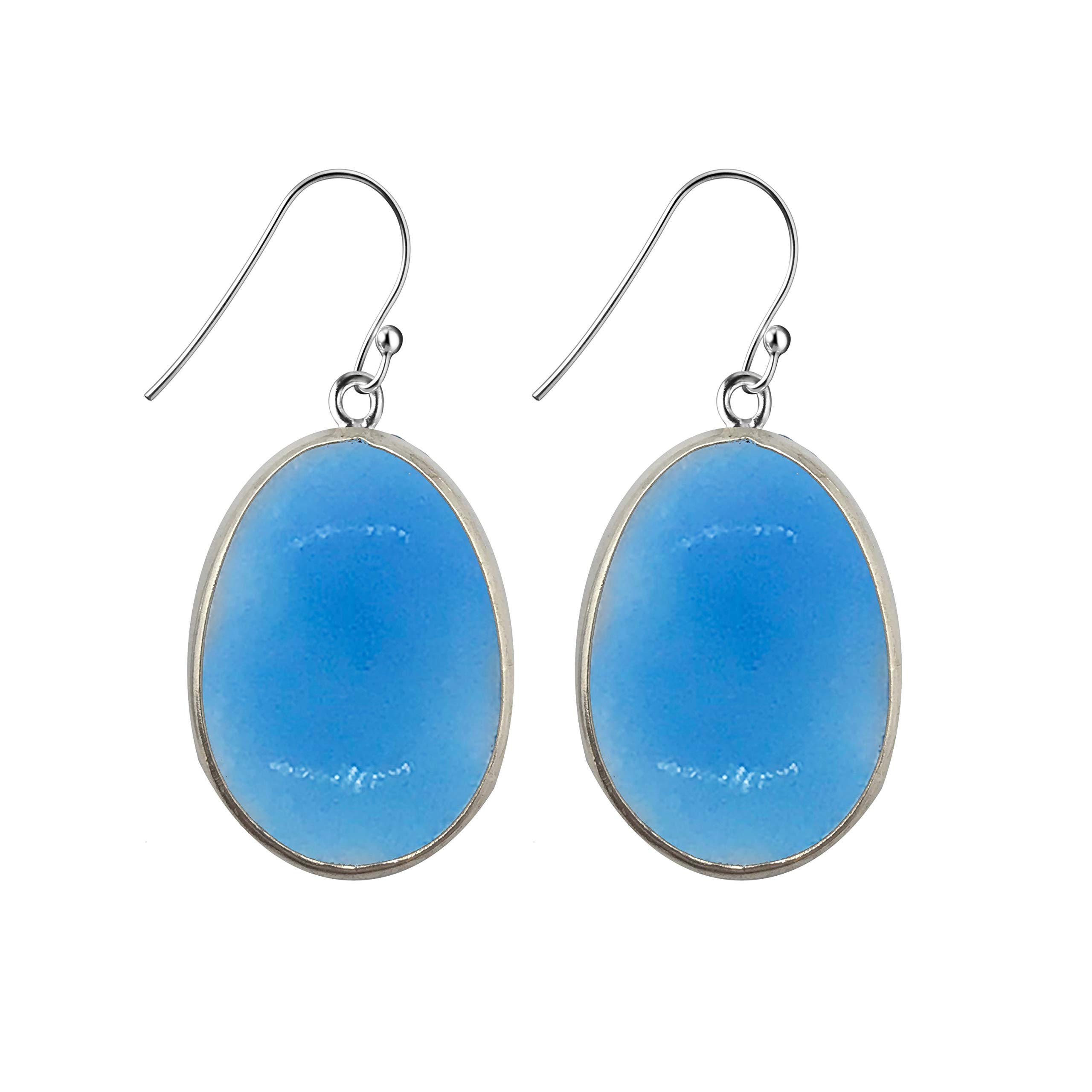 Franki Baker Statement Natural Blue Onyx Gemstone & Sterling Silver Drop Earrings. Total Length: 4.5cm