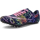 AOLEXWU Men's Track Spike Shoes Lightweight Breathable Running Sneakers for Distance Sprinting Athletic Training Jumping Track and Field Suitable for Women and Girls