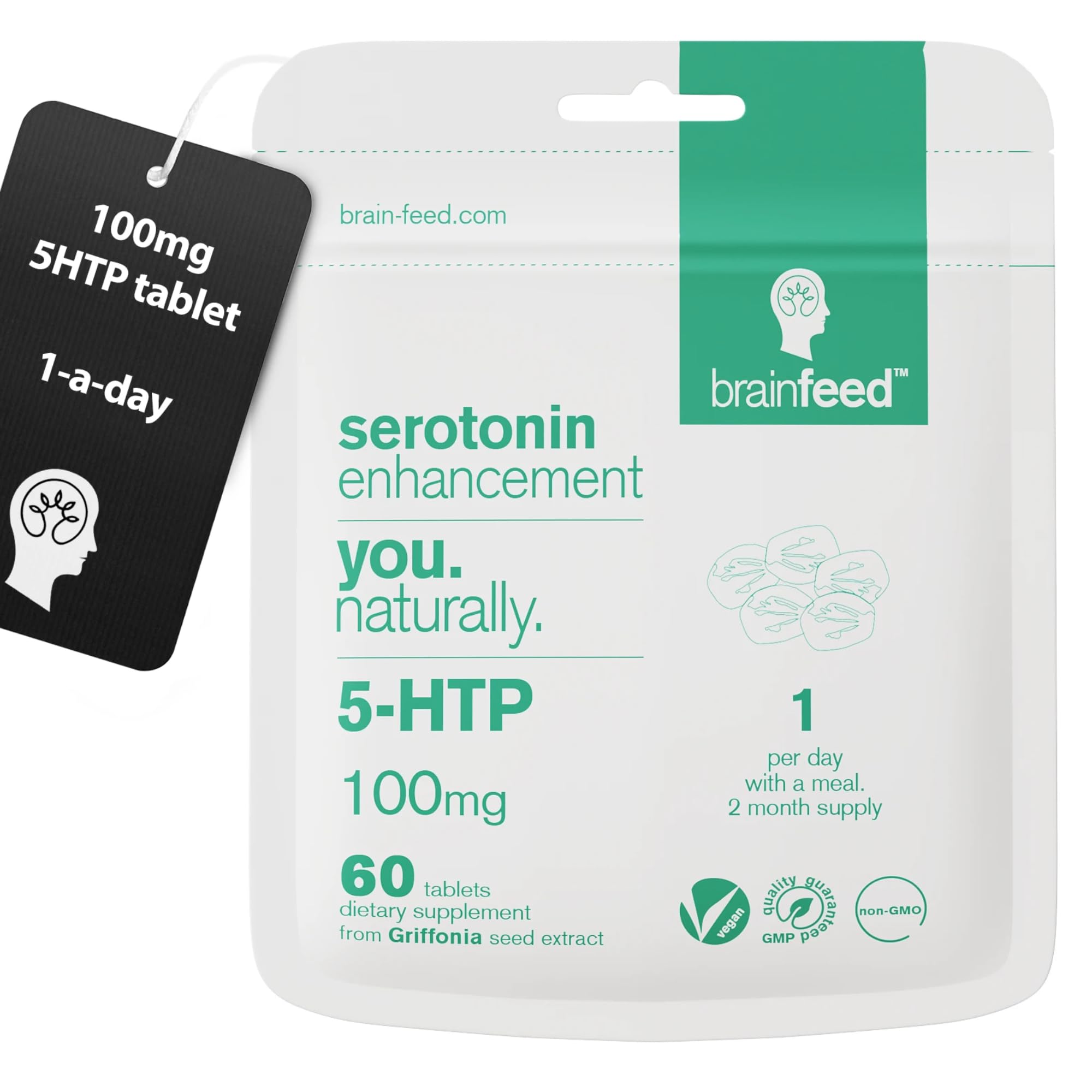 5 HTP Supplement | 60 x 5HTP High Strength Capsules -1 A Day | Natural 5htp 100mg from Griffonia Seed Extract | Serotonin Supplements | Mood Booster | UK Manufactured