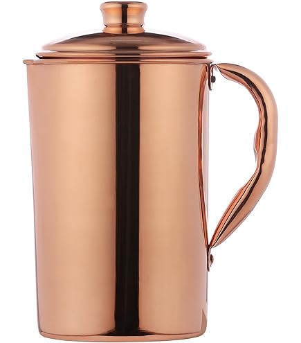 2activelife - Jarra de agua de cobre con 2 vasos, hecha a mano, con 2 vasos | Jarra de cobre tradicional para beber y servir agua en uso diario