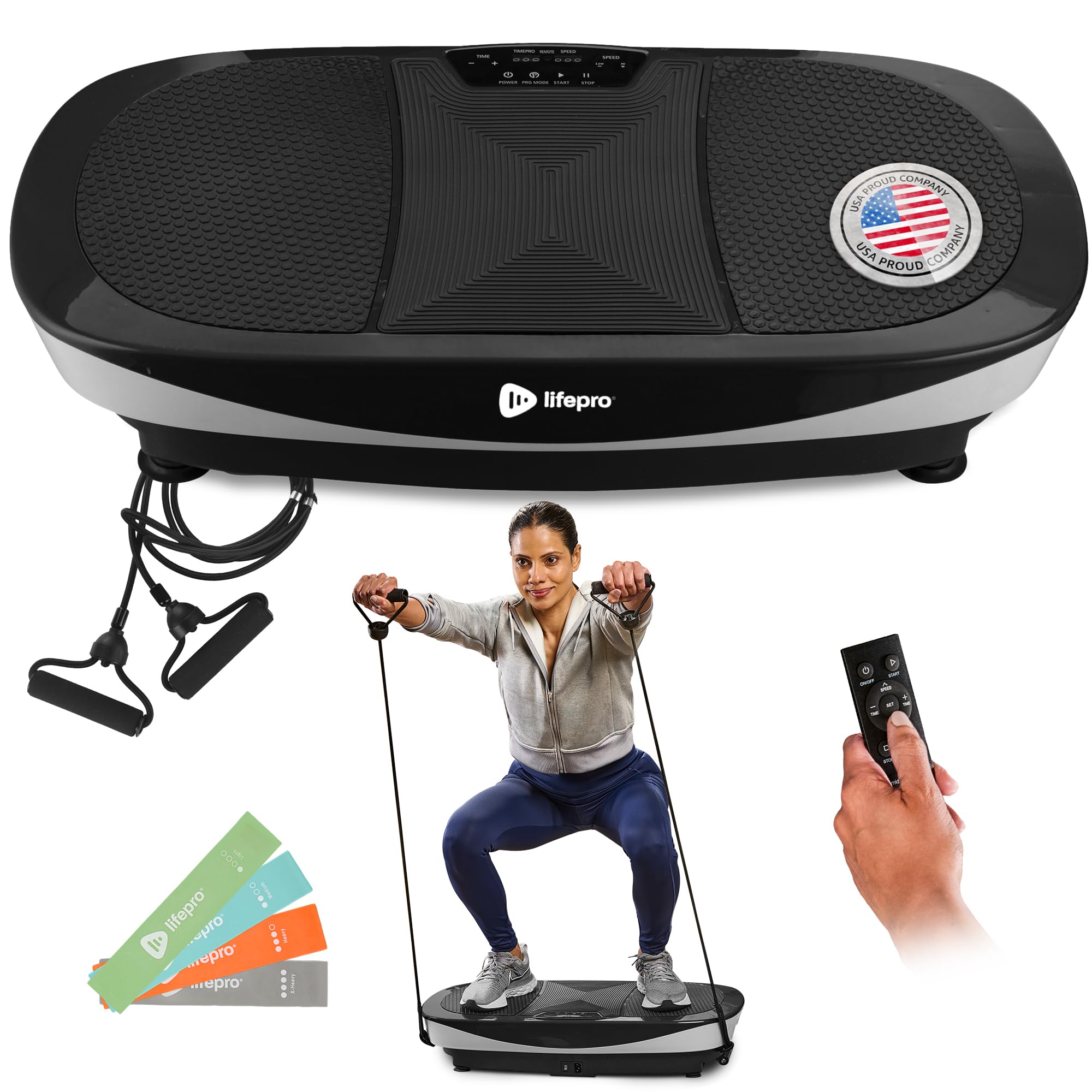 Photo 1 of ***FINAL SALE, VIEW NOTES*** Lifepro Rumblex Max 4D Black Vibration Plate Exercise Machine with Loop Resistance Bands for Home Fitness Shaping Training Recovery Tone & Strength