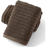sense gnosis Super Soft Luxury Hand Towel Stereoscopic Ladder Striped Design 100% Cotton Absorbent Decorative Hand Towel for Bathroom 13 x 29 Inch (Brown, 2 Pack)