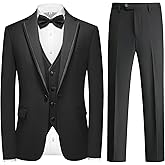 KUDMOL Tuxedo Suits for Men 3 Piece Regular Fit Formal Set Notch Lapel Suit Jacket Pants for Wedding Business