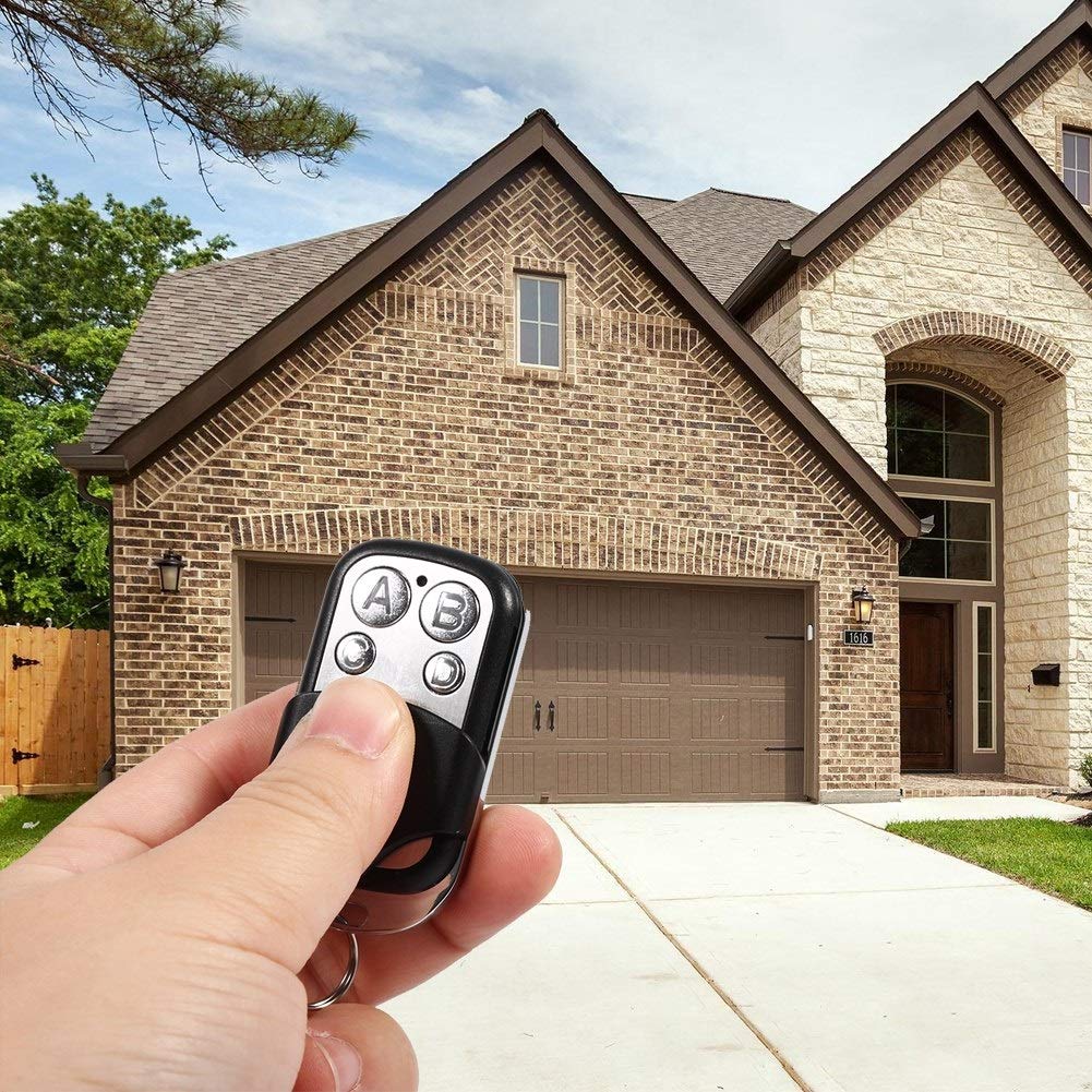 Jadeshay Garage Door Remote,433MHz Universal Remote Control Garage Door Key Cloning Wireless Alarm Remote Control Key Replacement Part Car Garage Door Opener 4 Different Channels with Key Cover Slide